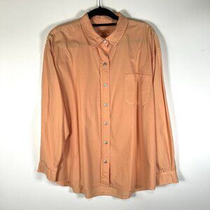 Escape by Habitat Shirt XL Women Button Up Long Sleeve Orange Lightweight Cotton